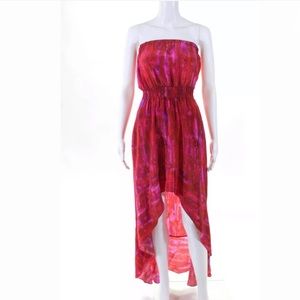 Jay Godfrey silk strapless silk print maxi dress
